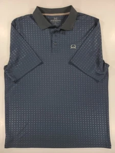 Cinch Polo Shirt Navy Blue Geometric Print Golf Performance Short Sleeve Mens XL - Picture 1 of 11