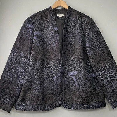 Chaqueta tapiz brocado púrpura Coldwater Creek talla grande 1X capricho victoriano Foto 1 de 4