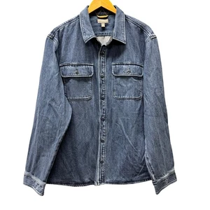 LL Bean Shirt Mens XL Signature Denim Work Shacket Button Up Slightly Fitted - Picture 1 of 11