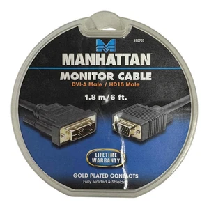 390705 Manhattan DVI-A male to VGA male Cable 1.8m/6ft - Foto 1 di 1