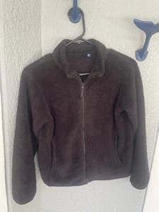 UNI QLO Girls Black Long Sleeve Fleece Zip Jacket Sz 9-10 (YG-8) - Picture 1 of 9