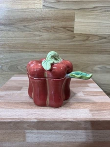 HARRY AND DAVID - Bell Pepper Condiment/Sugar Jar Dish w/ Spoon - Bild 1 von 8