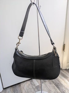 Vintage Coach 7593 Hampton Demi Hobo Shoulder Bag Purse Black Leather FREE SHIP - Picture 1 of 8