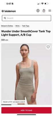 Camiseta sin mangas Lululemon SmoothCover Wunder | Sujetador incorporado copa A/B | Nuevo con etiquetas Foto 1 de 4