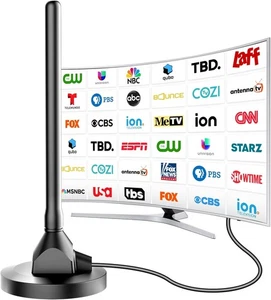 4K Indoor HDTV Antenna with Signal Booster, 360° Reception, Magnetic Base Option - Picture 1 of 30