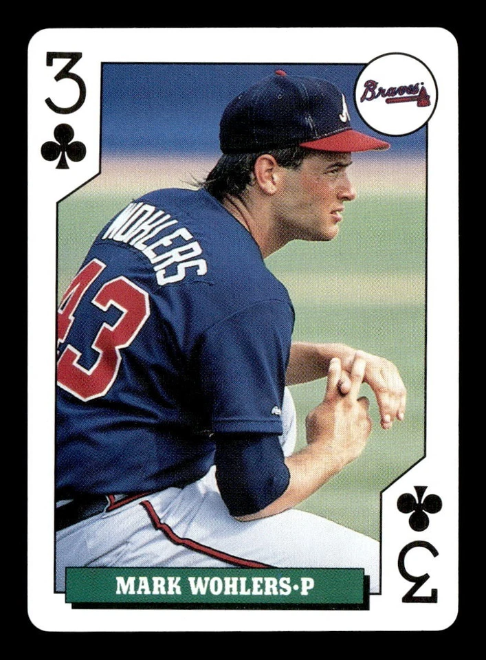 1992 Bicycle Rookies Playing Cards 3 of Clubs Mark Wohlers RC B190 - Image 1 of 2