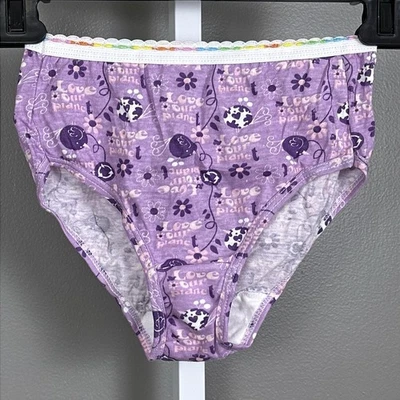Vintage Hanes Girls Panties Size 8 Briefs Panty Cotton Love Our Planet New Y2K - Image 1 of 4
