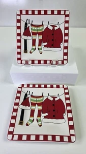 Mesa Home Products Appetizer Plates ~ Santa Laundry Christmas ~ Set of 2 - Picture 1 of 5