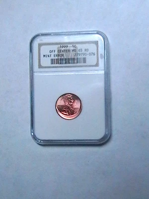 1999 1C Lincoln Memorial Cent NGC MS 65 RD | Mint Error Off Center - Image 1 of 4