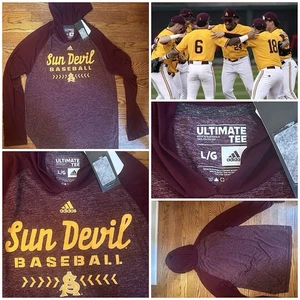Arizona State Sun Team Issued Adidas Baseball Travel Pullover Shirt Hood L # - Picture 1 of 1