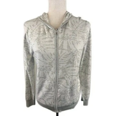 New Tommy Bahama Melina Monstera Hoodie Full Zip Fossil Grey Zip Size Small $145 - Image 1 of 4