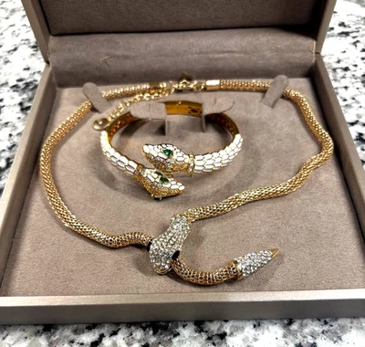 Pulsera de serpiente de doble cabeza Rachael Zoe/collar de cadena de serpiente cristiana Siriano Foto 1 de 4