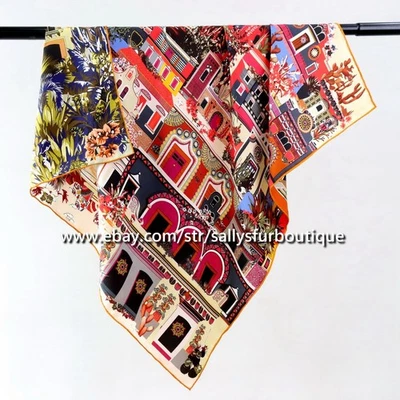 Sallys Heavy 18 Momme Sarga Seda Envolvente Bufanda Jardín Estampado Doble Cara Mantón 35" Foto 1 de 4