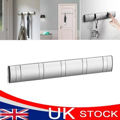 Wall Mounted Coat Hooks Rack Clothes Hanger Towel Rail Heavy Duty Foldable Hook - Image 1 of 4