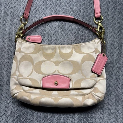 Bolso Bandolera Coach Signature Lona Cuero Rosa Óptico C F22302 Foto 1 de 4