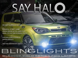 White LED Halo Fog Lamps Angel Eye Driving Light Kit Pair for 2014-2019 Kia Soul - Picture 1 of 6