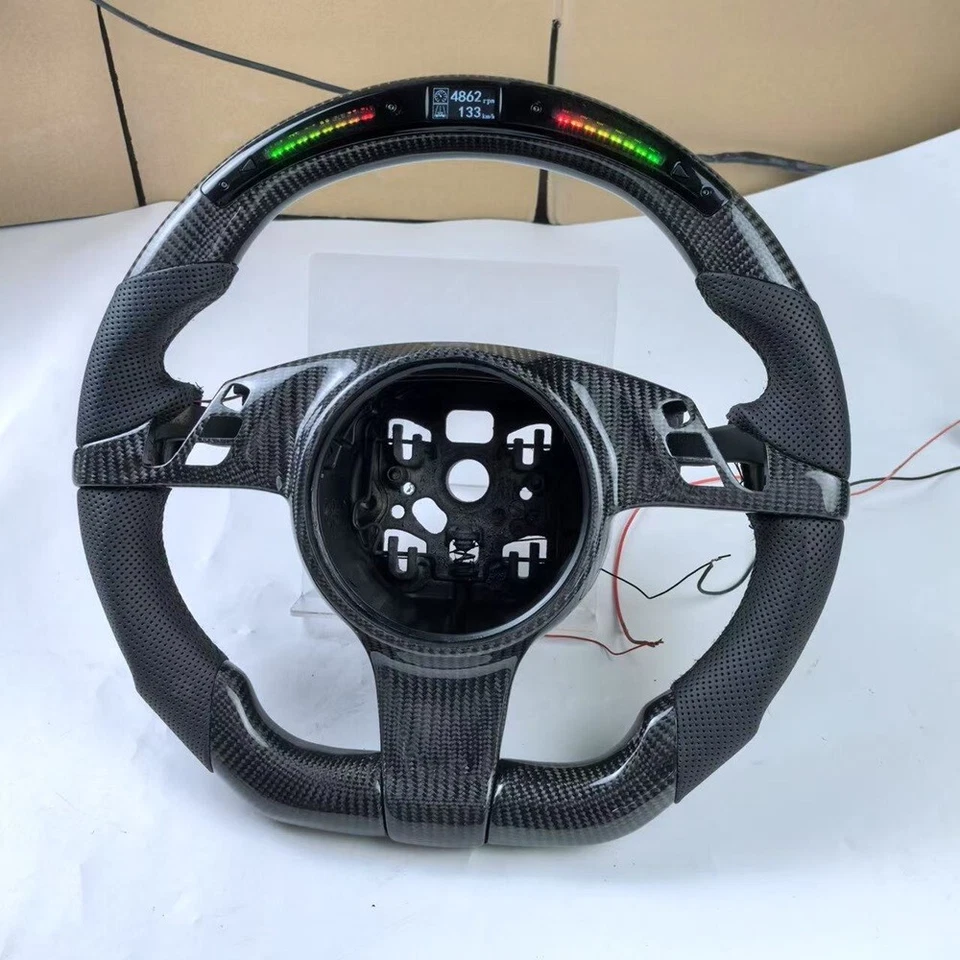 Volante LED de fibra de carbono para Porsche Cayenne Panamera 911 997 991 Foto 1 de 4