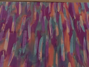 Tessuto ART trapunta cotone artigianale viola rosa verde colpi 1,5 yds - Foto 1 di 2