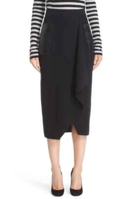 NEW Max Mara Acqua Leather Pocket Wool Skirt in Black - Size M #SK93 - Image 1 of 4