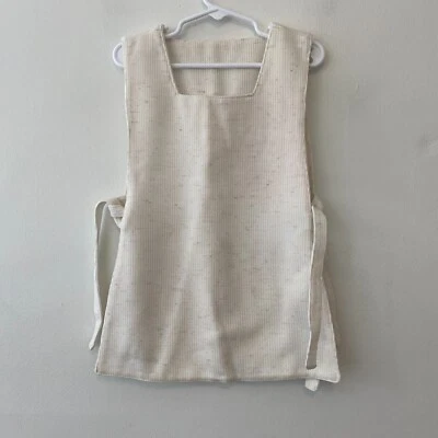 Avental túnica vintage anos 70 infantil gravata lateral marfim - Imagem 1 de 4