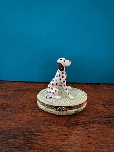 Dalmation Dog Porcelain Hinged Trinket Box 3" x 3" x 2" Excellent (OS1) - Picture 1 of 6