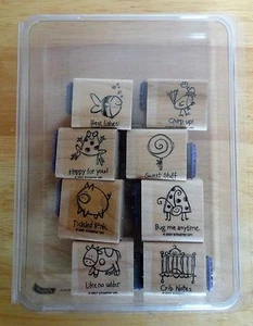 2007 Stampin Up VERY PUNNY 8pc RUBBER INK STAMP SET Humorous sayings animals - Picture 1 of 5