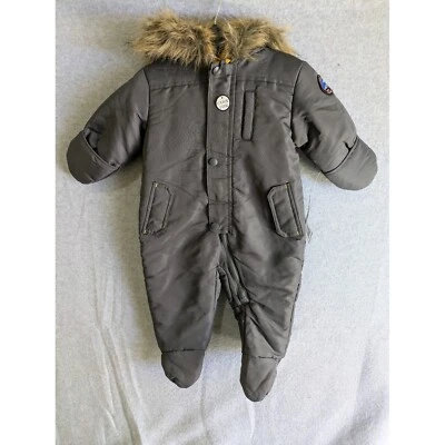 Macacão de inverno Rothschild Expedition carrinho de neve bebê 12M capuz de pele peça única - Imagem 1 de 4