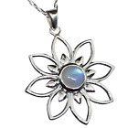 Moonstone Mandala Pendant Necklace 925 Sterling Silver Flower Bohemian Boxed