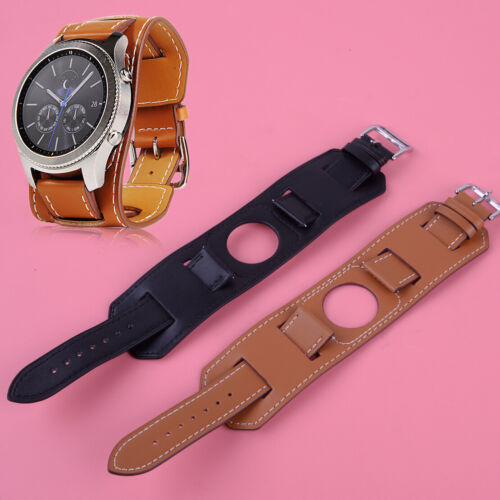 22mm Real Leather Watch Band Frontier Cuff Wrist Strap for Samsung Gear S3
