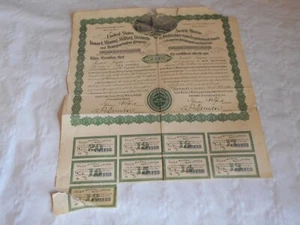 Certificado de acciones vintage Stock Bond acción EE. UU. molienda de túnel drenaje co - Imagen 1 de 3