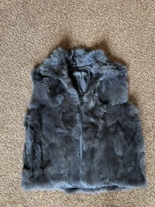 ADRIENNE LANDAU Gray Rabbit Fur Vest Small - Picture 1 of 3