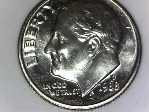 Moneda de diez centavos P Roosevelt 1988 error alta marca de ceca y demasiado cerca de la fecha sin circular - Imagen 1 de 10