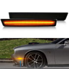 2PCS Front Bumper Side Marker Lamps Lights Black For 2015-2020 Dodge Challenger