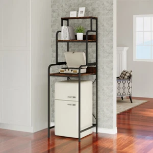 Retro Steel Frame Kitchen Storage Rack with 3 Shelves Floor Standing for Fridge - Picture 1 of 19