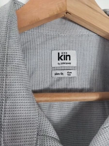 Kin John Lewis silver grey pattern slim fit long sleeve shirt sz 16" - Picture 1 of 9