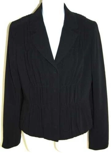 Versatile ELIE TAHARI LINETTE Black Ruched Crepe Jacket Blazer Size 12 $398 NWT - Image 1 of 1