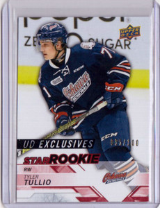 TYLER TULLIO 18/19 Upper Deck CHL UD Exclusives #344 Star Rookie Card #d 035/100