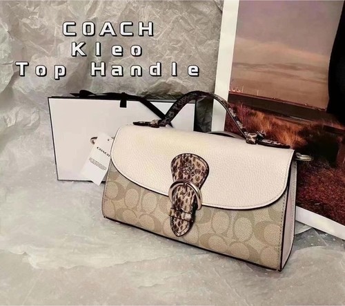 Tracolla Coach Kleo nuova con etichette manico superiore in pelle kaki firmata bloccata