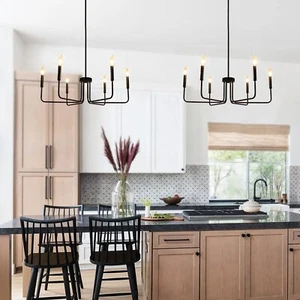 6-Light Rustic Candle Ceiling Light, Modern Farmhouse Lighting Pendant Light - Picture 1 of 10
