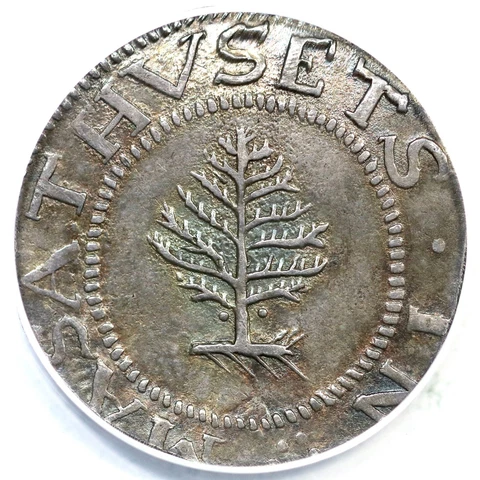 1652 Noe-1 R-2 ANACS EF 40 Massachusetts Pine Tree Shilling Colonial Coin Cover
