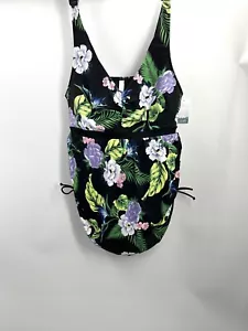 Swim by Cacique Womens Lightly Lined No Wire One Piece 20 Ruched Tropical Floral - Picture 1 of 4