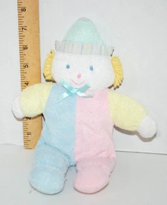 Vintage Pastel Terrycloth Clown Baby Plush Kids Gifts Cuddle toy #1 Doll Lovey - Picture 1 of 13