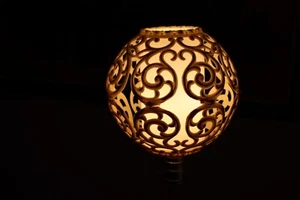 NEEDS WORK/Glue Vintage Hard Retro Plastic Screw In Light Fixture Globe Ball MCM - Picture 1 of 14