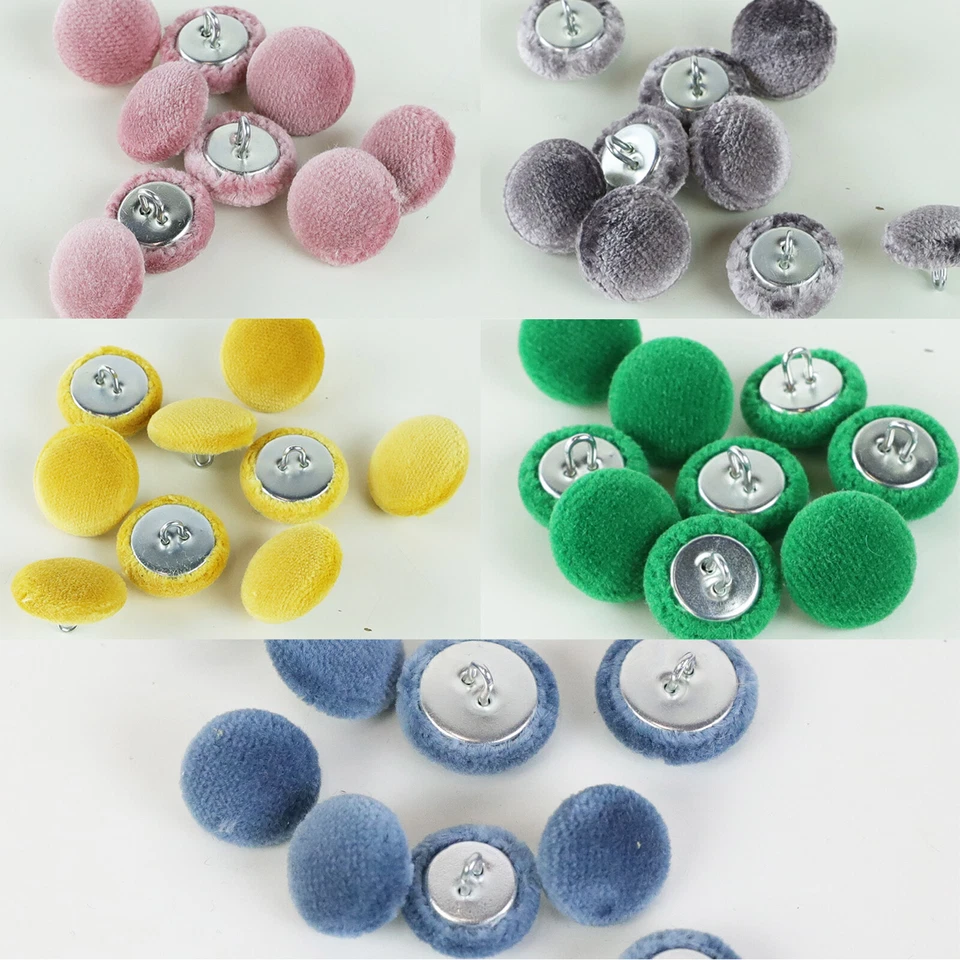 Cotton Velvet Upholstery & Furnishing Loop Back Buttons in 5 Colours 17mm & 21mm - Image 1 of 1