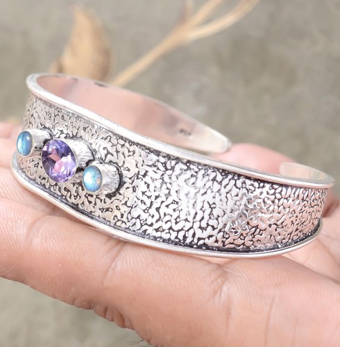 VALENTINO Bracciale sfaccettato ametista e labradorite argento sterling 925 abbigliamento festa