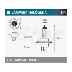 OSRAM 64193 LAMPADINA ALOGENA SINGOLA H4 (1pz) 12V 60/55W P43t Ø17 - Imagen 1 de 1
