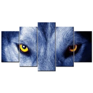 5 Pieces Canvas Wall Art Poster Print Cold Wolf Eyes Canvas Painting Home Decor - Picture 1 of 5