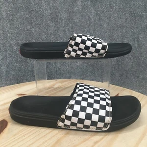 Vans Sandals Mens 10 Off The Wall Checkerboard Slip On Flats Slide Black White - Picture 1 of 16