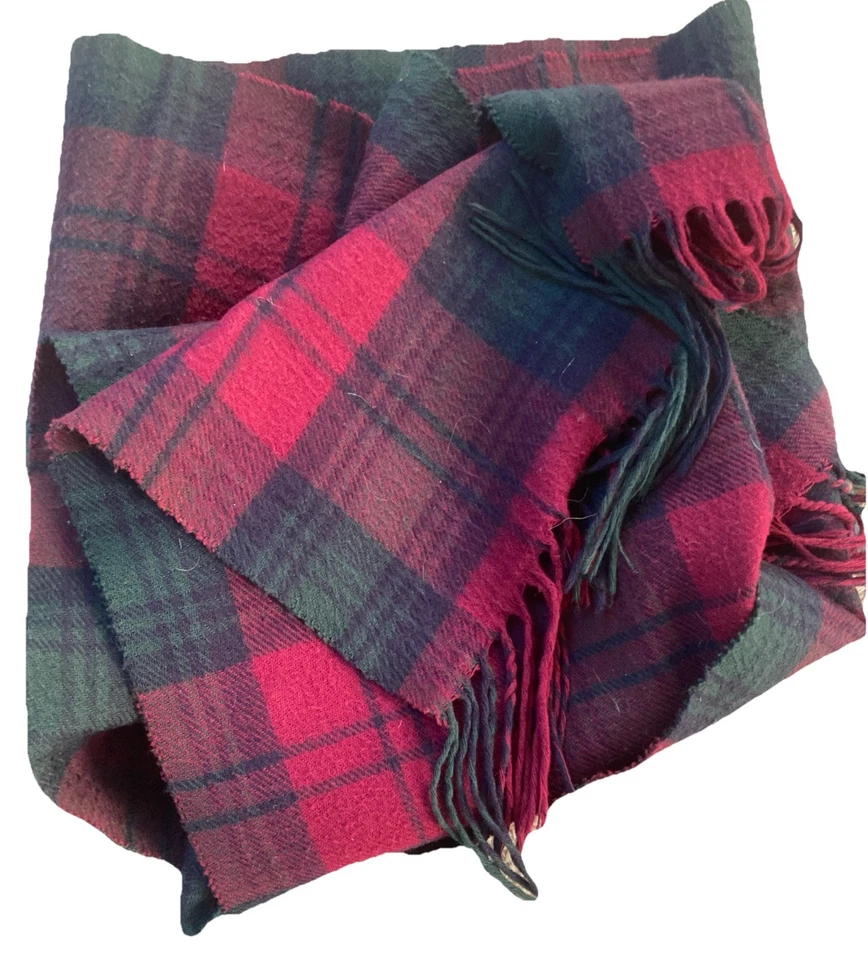 Bufanda vintage Christian Dior Monsieur a cuadros cachemir acrílico Italia Borgoña Foto 1 de 4