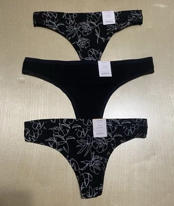 Auden Women's Size Medium (8-10) Cotton Blend Low-Rise Thong Panties 3 Pack - Picture 1 of 8